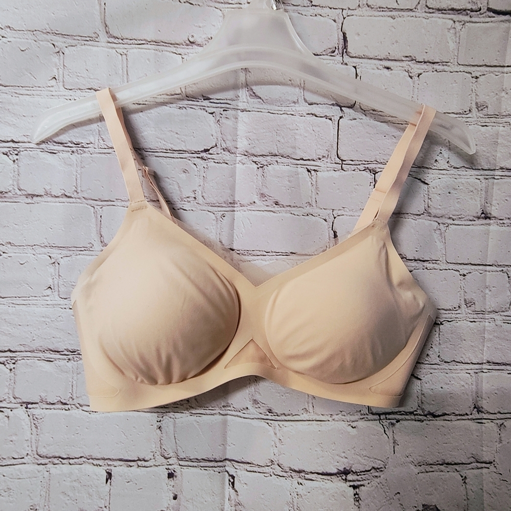 Honey Cross Over Bra in Blush Seamless Wirefree Large